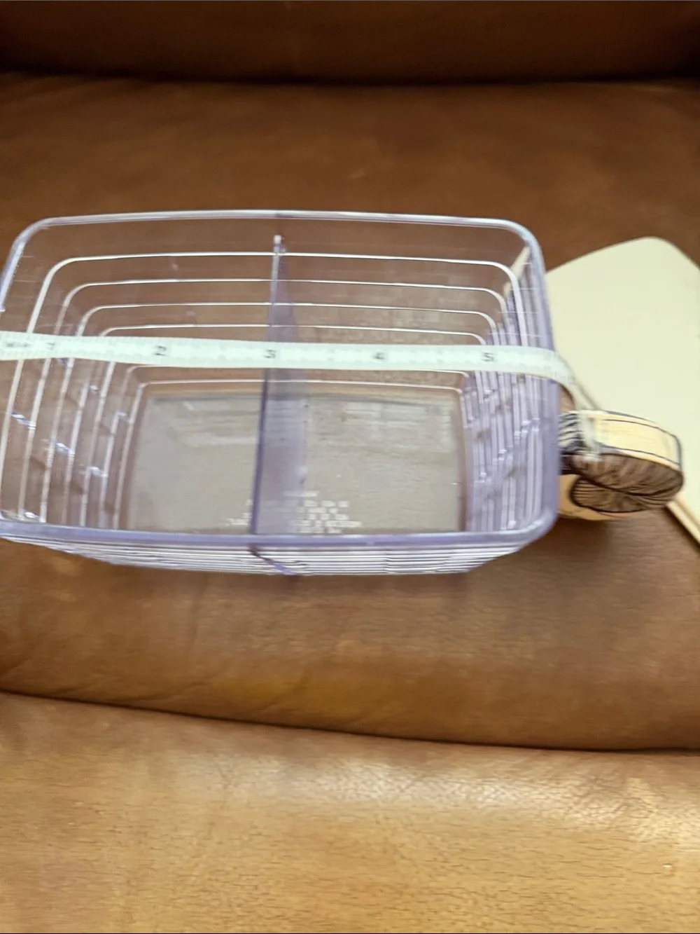Longaberger Clear Storage Bin with Divider and Cream Lid